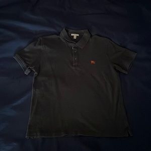 Mens Burberry polo, size large, grey with checkered button background, worn once